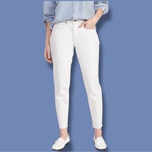 Old Navy Sz 4 White High-Waisted OG Straight Cut-Off Ankle Jeans Cotton/Spandex